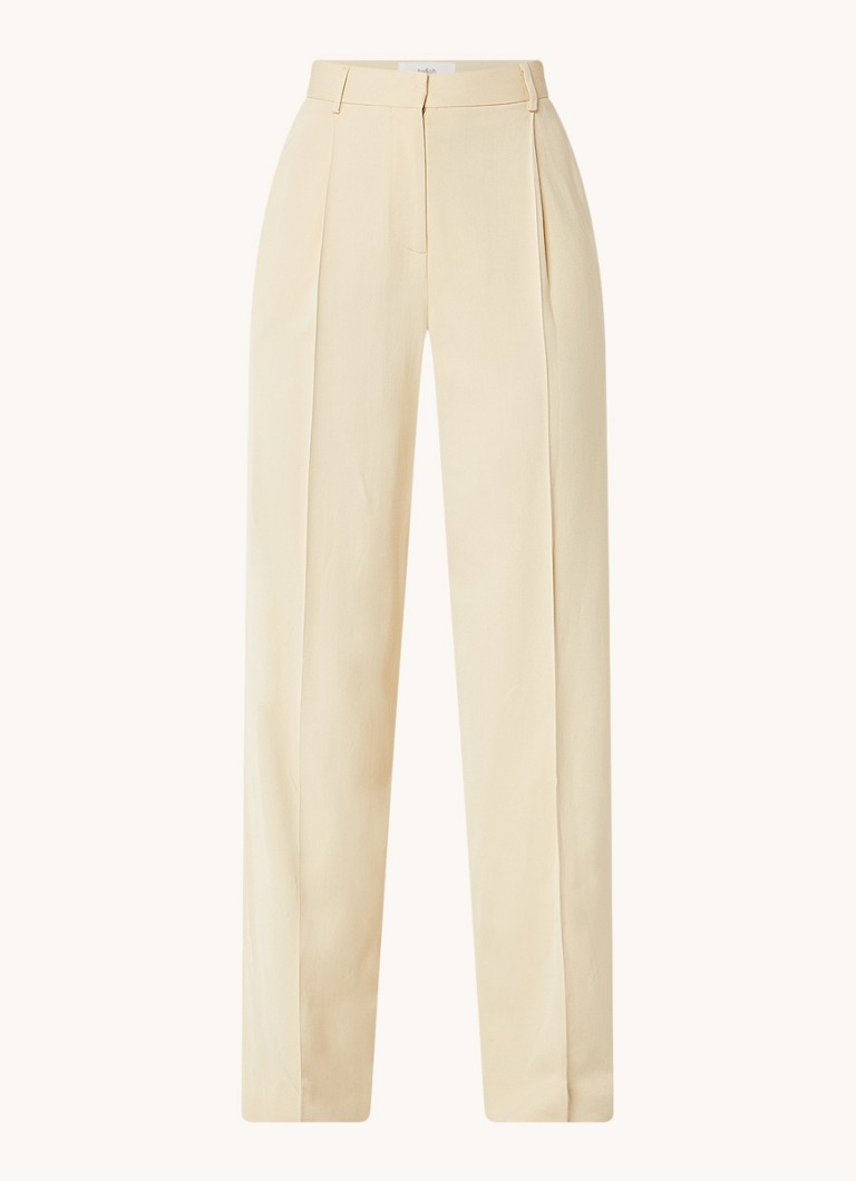 Ba&sh Dames Gona high waist wide fit pantalon met plooidetail in de kleur Beige