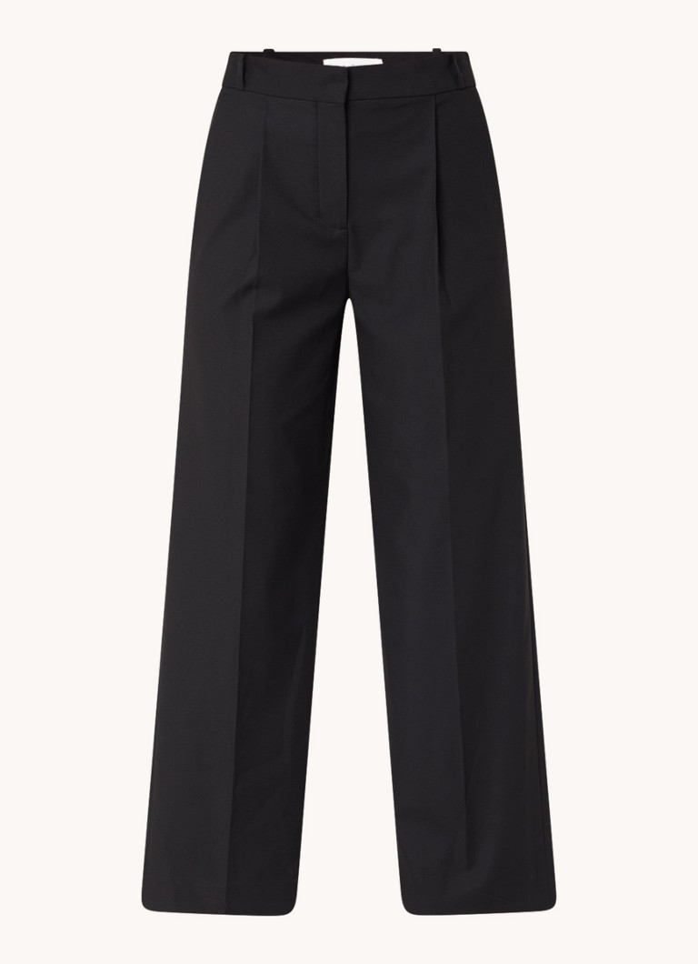 Ba&sh Dames Jona high waist loose fit pantalon met plooidetail in de kleur Zwart