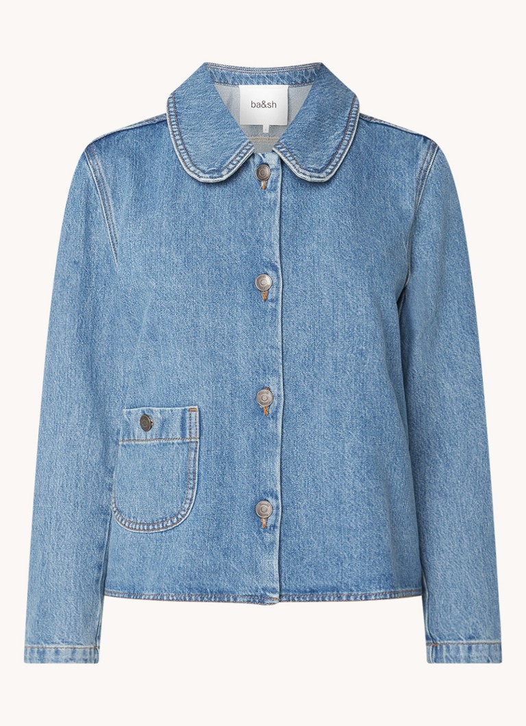 Ba&sh Dames Tiny spijkerjas met klepzak in de kleur Indigo