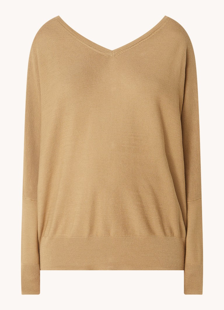 Ba&sh Dames Elsy fijngebreide trui met rugdecolleté in de kleur Camel