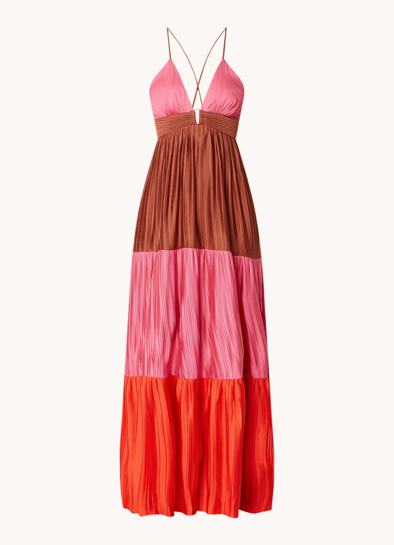 Ba&sh Dames Westa maxi jurk met rugdecolleté en plissé in de kleur Roze