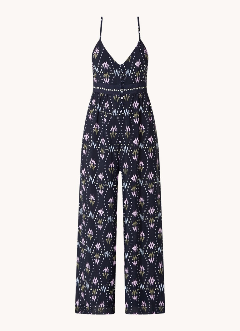 Ba&sh Dames Combinaison wide fit jumpsuit met print in de kleur Donkerblauw