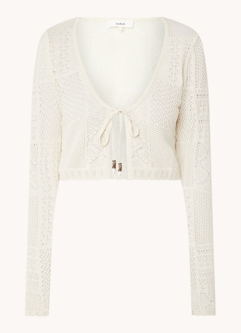 Ba&sh Dames Arlot fijngebreide crop top met opengewerkt dessin in de kleur Gebroken wit