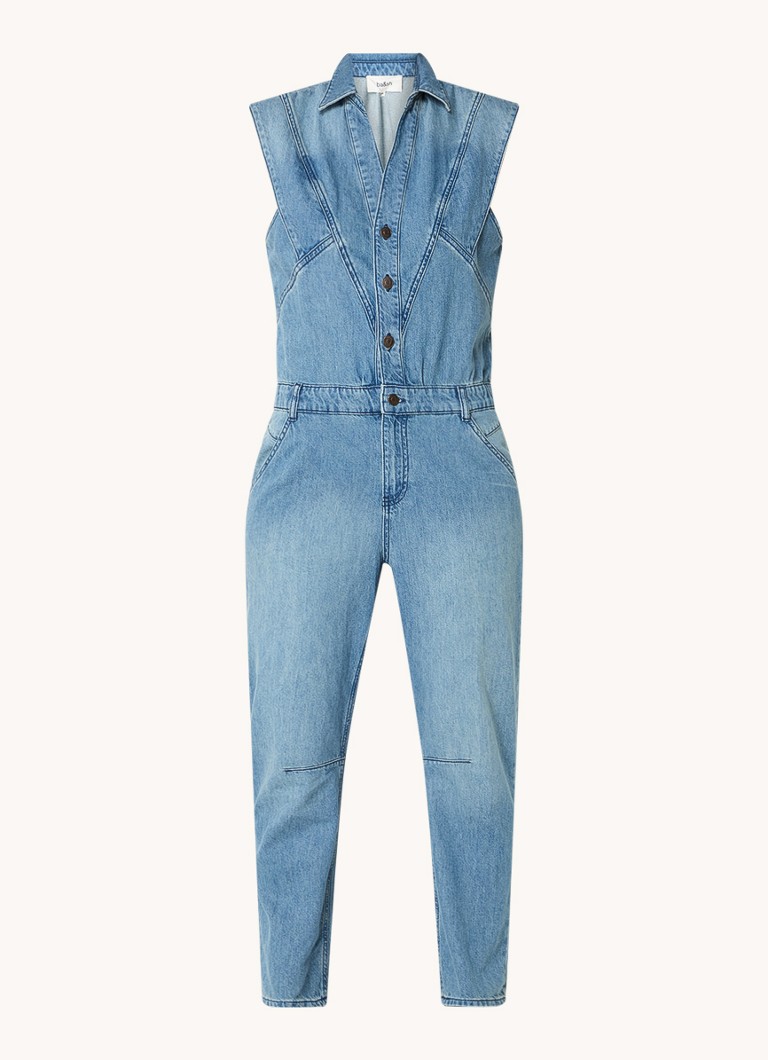 Ba&sh Dames Figo straight fit jumpsuit van denim met steekzakken in de kleur Indigo