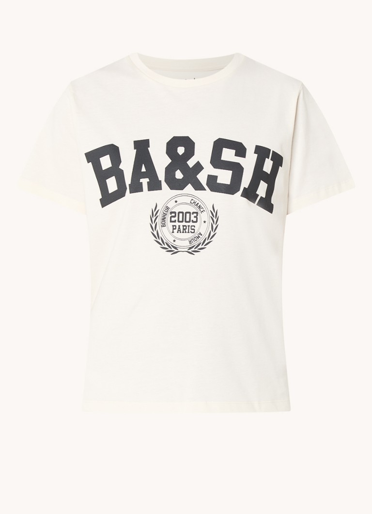 Ba&sh Dames T-shirt met logoprint in de kleur Gebroken wit