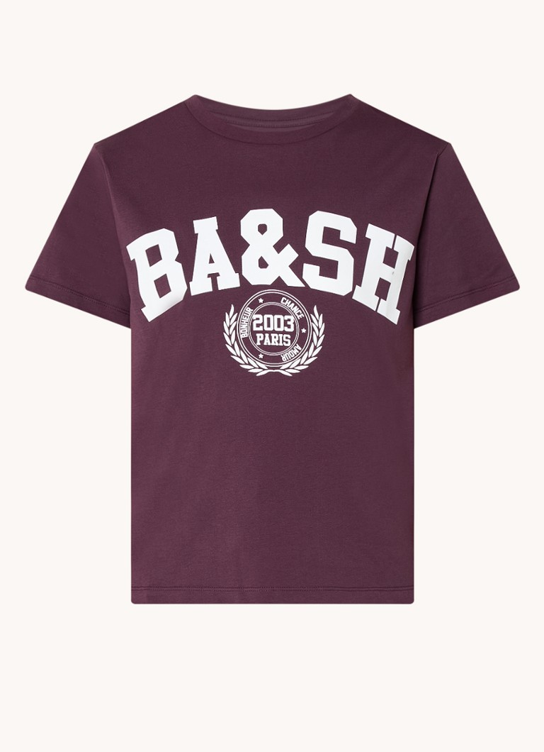 Ba&sh Dames T-shirt met logoprint in de kleur Aubergine