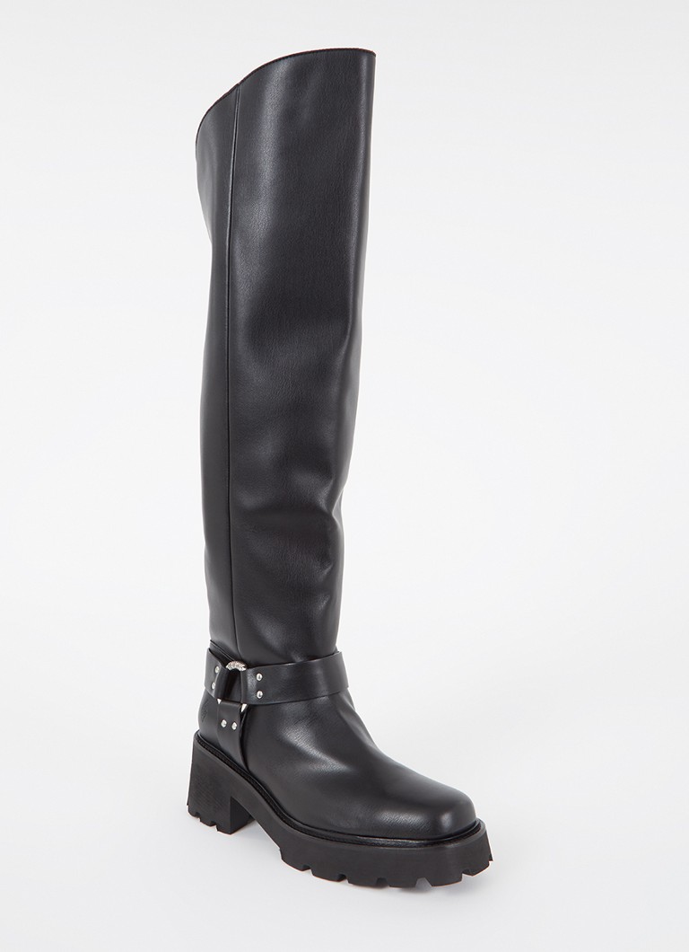 Ba&sh Dames Ciker overknee laars met gespdetail in de kleur Zwart