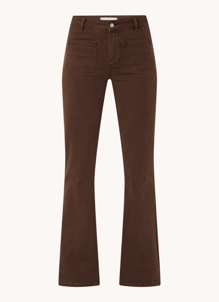 Ba&sh Dames Ross mid waist flared jeans met gekleurde wassing in de kleur Donkerbruin