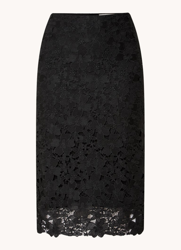 Ba&sh Dames Payton midi rok met bloemborduring in de kleur Zwart