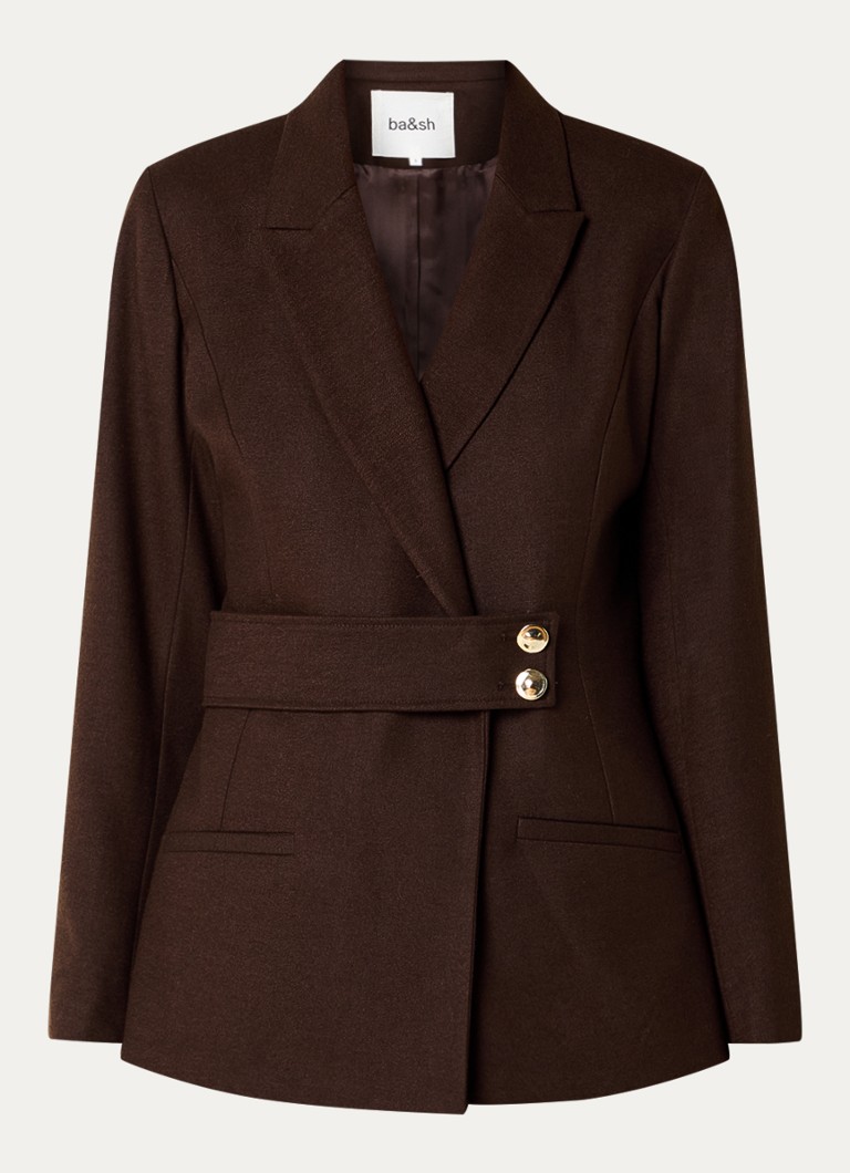 Ba&sh Dames Bule blazer met schoudervulling en paspelzakken in de kleur Chocoladebruin