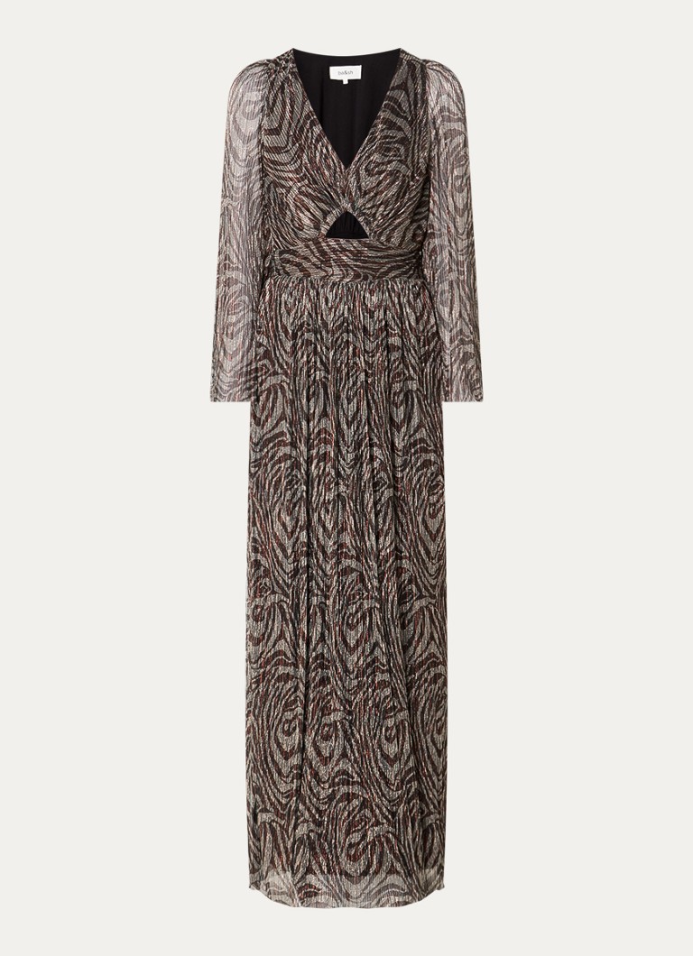 Ba&sh Dames Gaelle maxi jurk met cut-out detail en lurex in de kleur Lichtgrijs