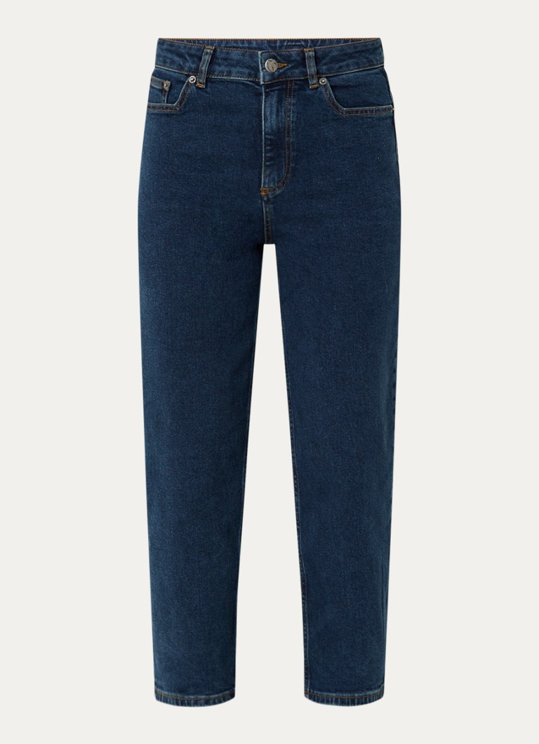 Ba&sh Dames Dona high waist cropped slim fit jeans met donkere wassing in de kleur Indigo