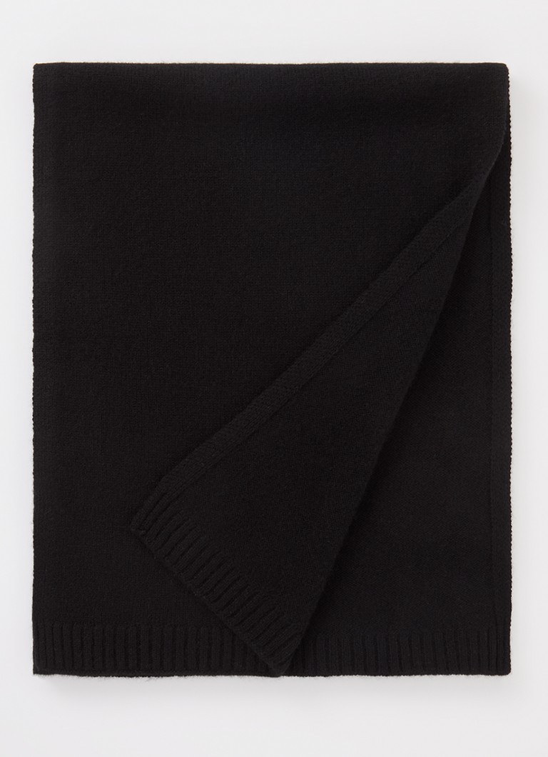 Ba&sh Dames Comie sjaal van kasjmier met logoborduring 190 x 35 cm in de kleur Zwart