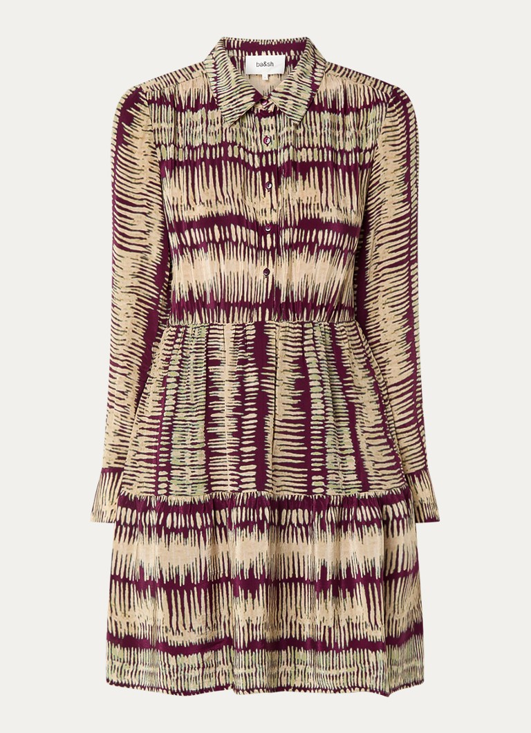 Ba&sh Dames Apoldie mini tuniekjurk met print in de kleur Cranberryrood