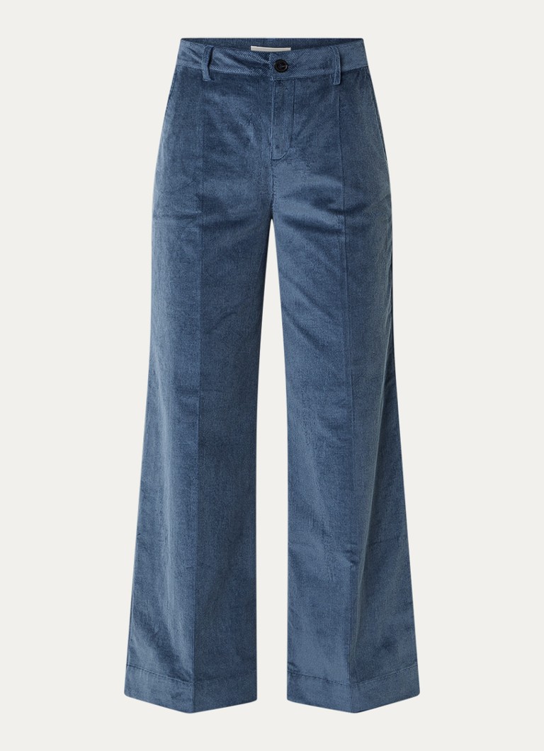 Ba&sh Dames Nali high waist wide fit broek van corduroy met steekzakken in de kleur Blauwgrijs