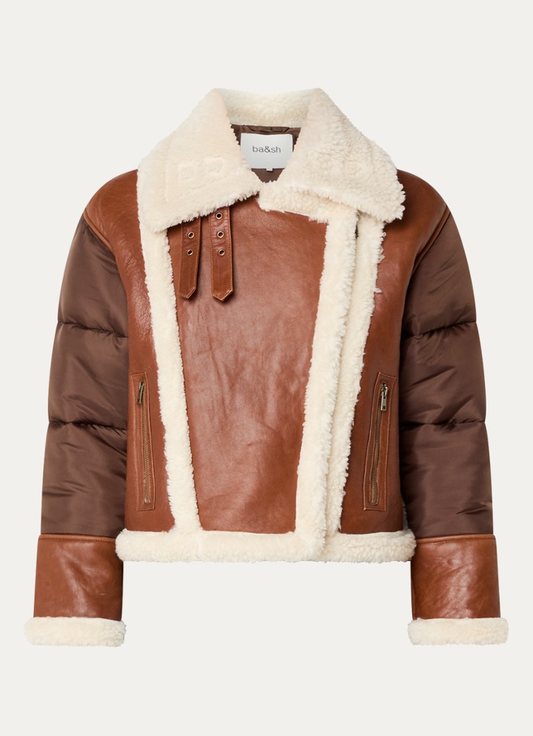 Ba&sh Dames Explora jack met details van teddy in de kleur Hazelnootbruin