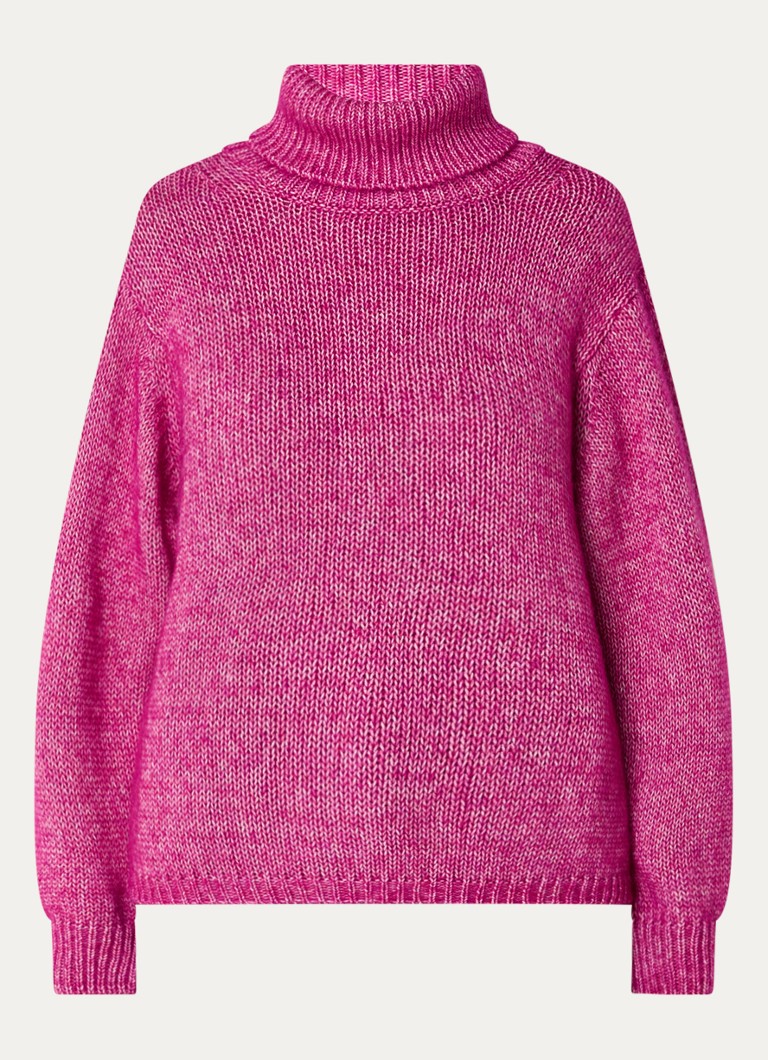 Ba&sh Dames Alovie trui in alpaca wolblend in de kleur Donkerroze