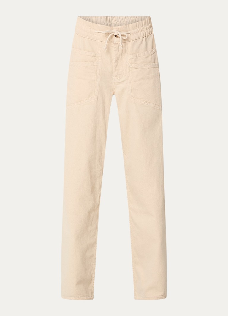 Ba&sh Dames Fima high waist straight fit broek met steekzakken in de kleur Gebroken wit
