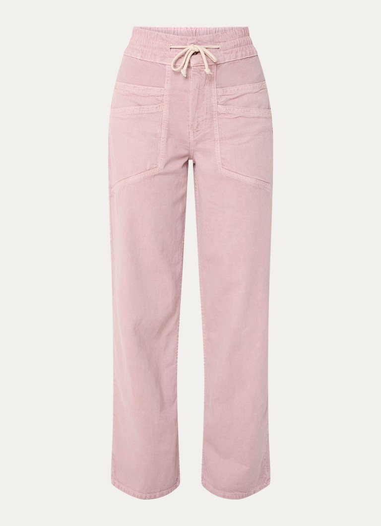 Ba&sh Dames Fima high waist straight fit broek met steekzakken in de kleur Lichtroze