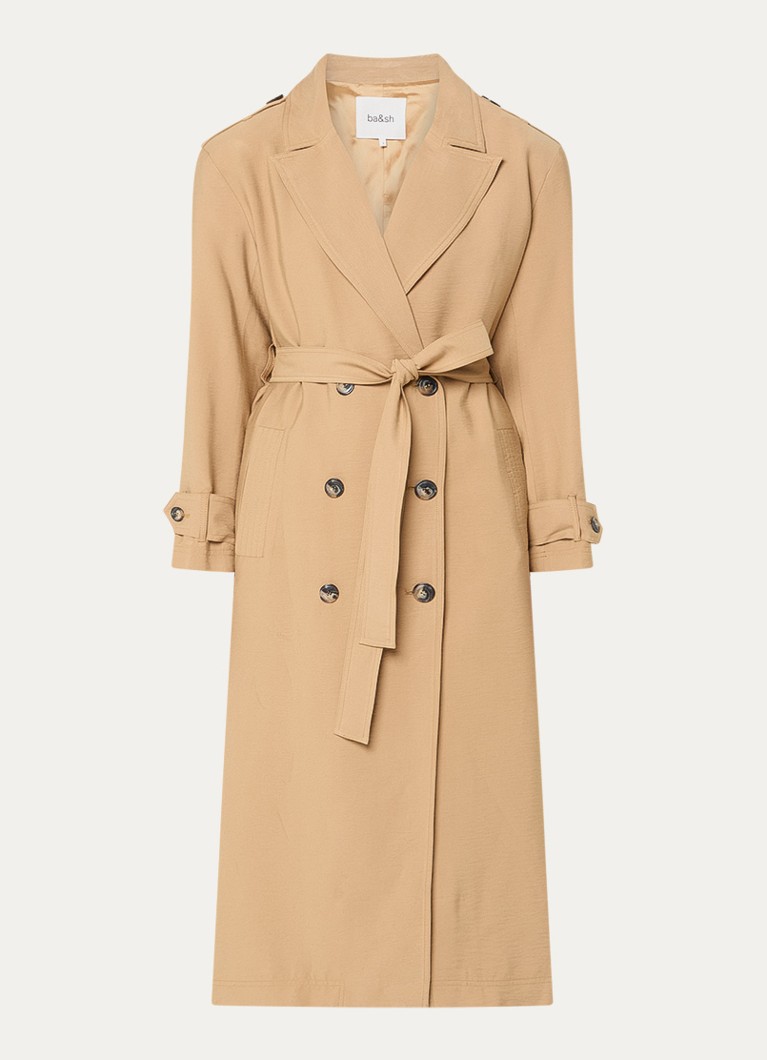 Ba&sh Dames Nana double-breasted trenchcoat met schoudervulling in de kleur Camel