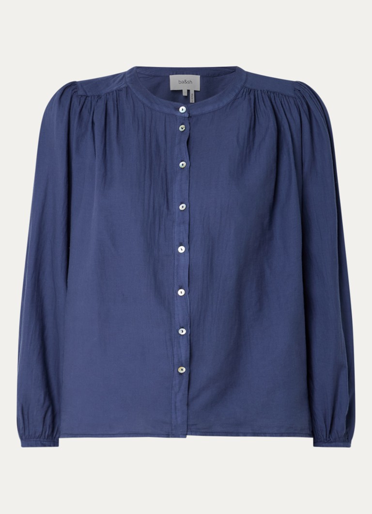 Ba&sh Dames Tia blouse met pofmouw in de kleur Donkerblauw