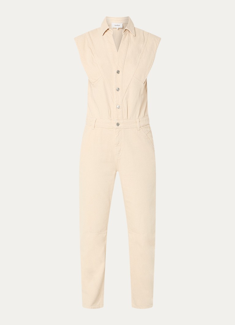 Ba&sh Dames Figo straight fit jumpsuit in linnenblend in de kleur Beige