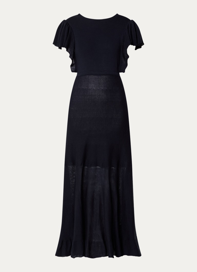 Ba&sh Dames Bautie fijngebreide maxi jurk met volant in de kleur Donkerblauw