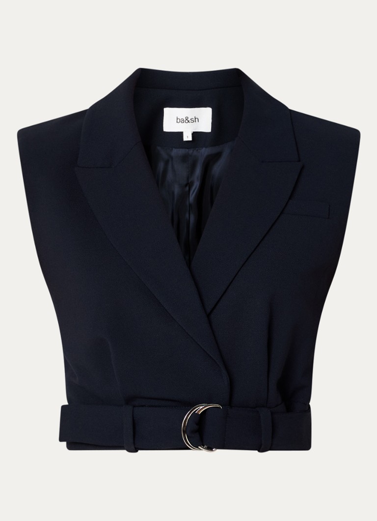Ba&sh Dames Nova cropped gilet met schoudervulling in de kleur Donkerblauw