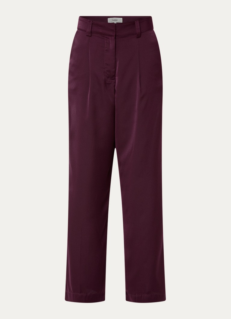 Ba&sh Dames High waist loose fit pantalon van satijn in de kleur Bordeauxrood