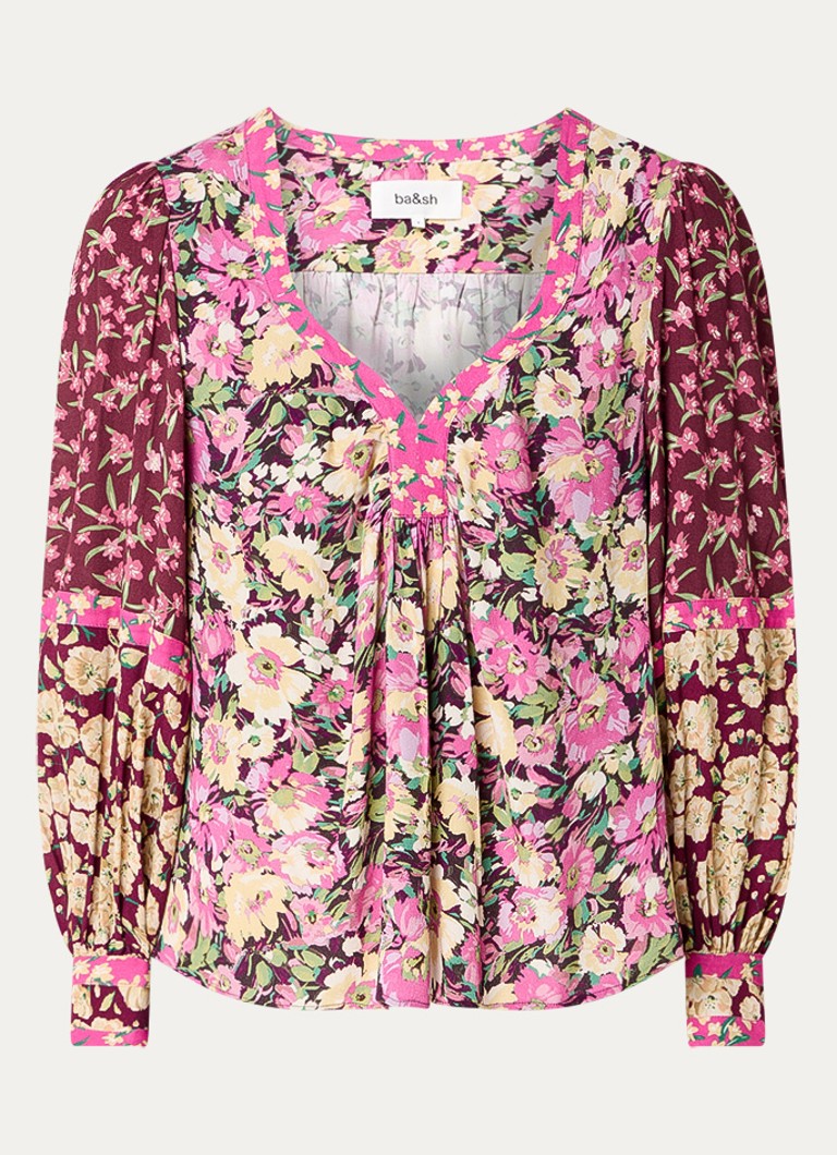 Ba&sh Dames Iline tuniek met bloemenprint in de kleur Bordeauxrood