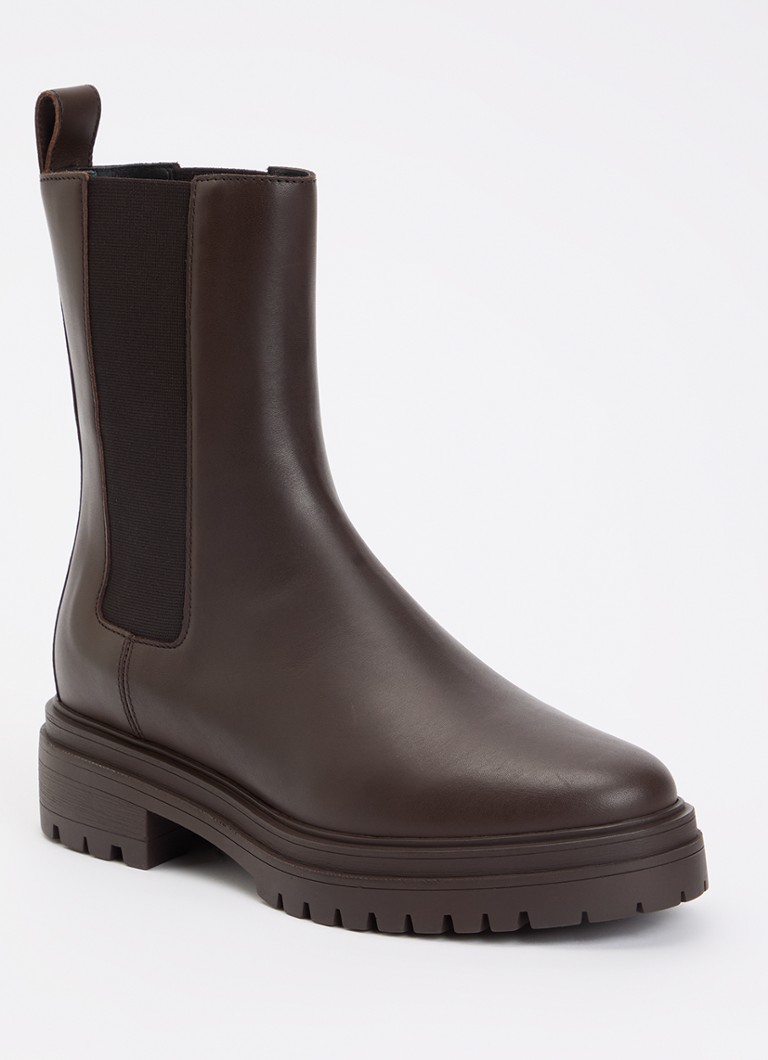 Ba&sh Dames Coda chelsea boot van leer in de kleur Donkerbruin