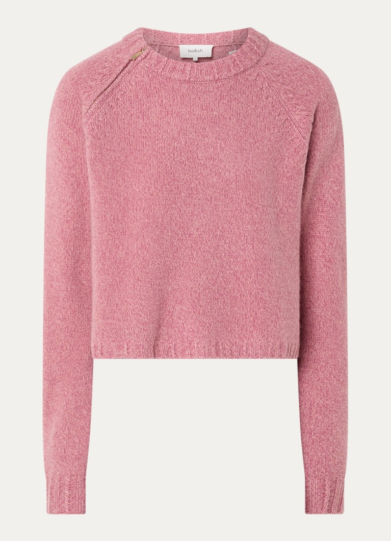 Ba&sh Dames Corvy fijngebreide trui van kasjmier met ritsdetail in de kleur Roze