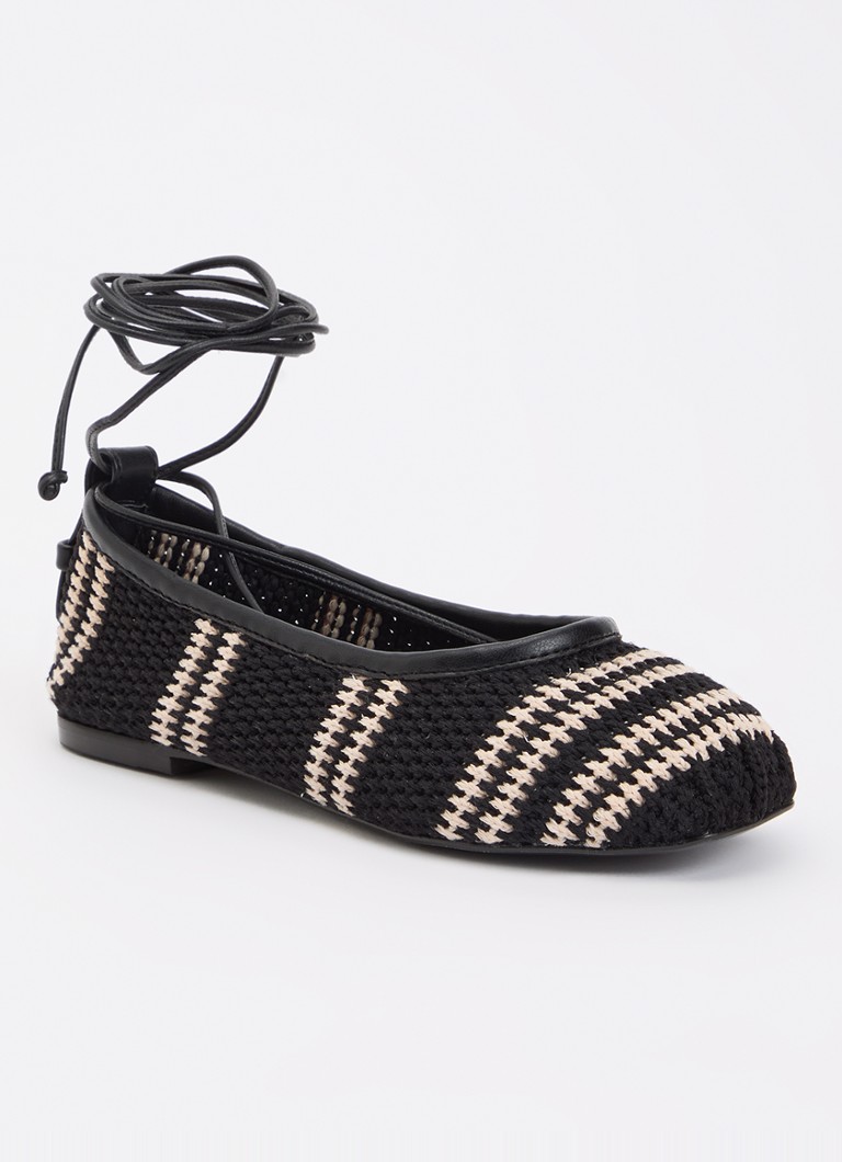 Ba&sh Dames Coelia ballerina met gebreid bovenwerk in de kleur Zwart