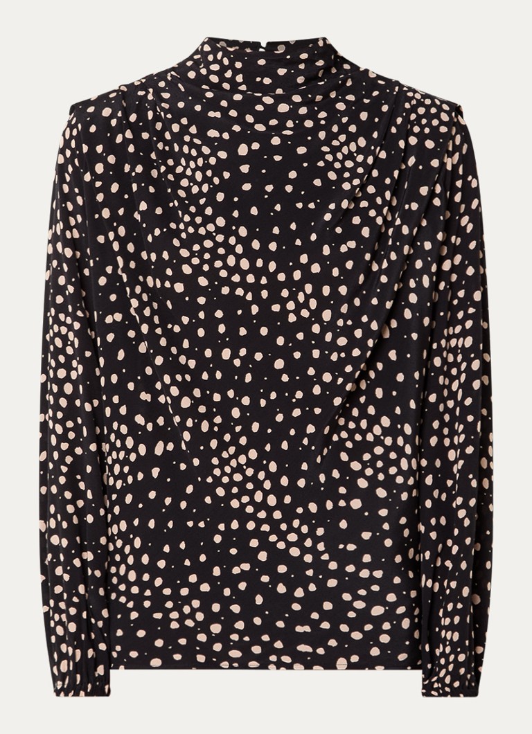 Ba&sh Dames Delphine top met stippenprint en asymmetrisch detail in de kleur Zwart