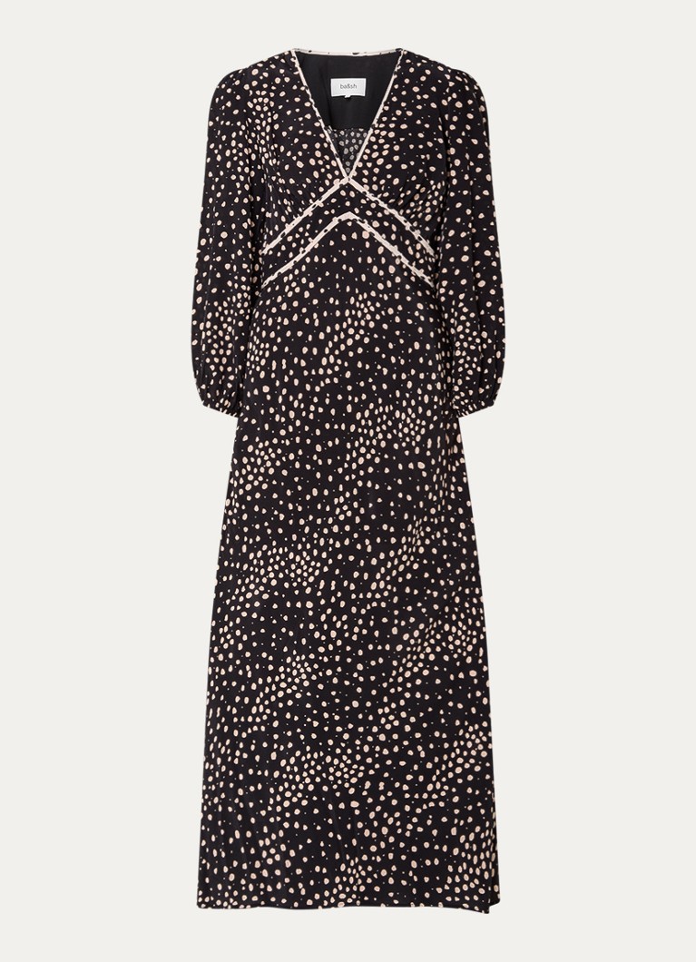 Ba&sh Dames Derby maxi tuniekjurk met stippenprint in de kleur Zwart