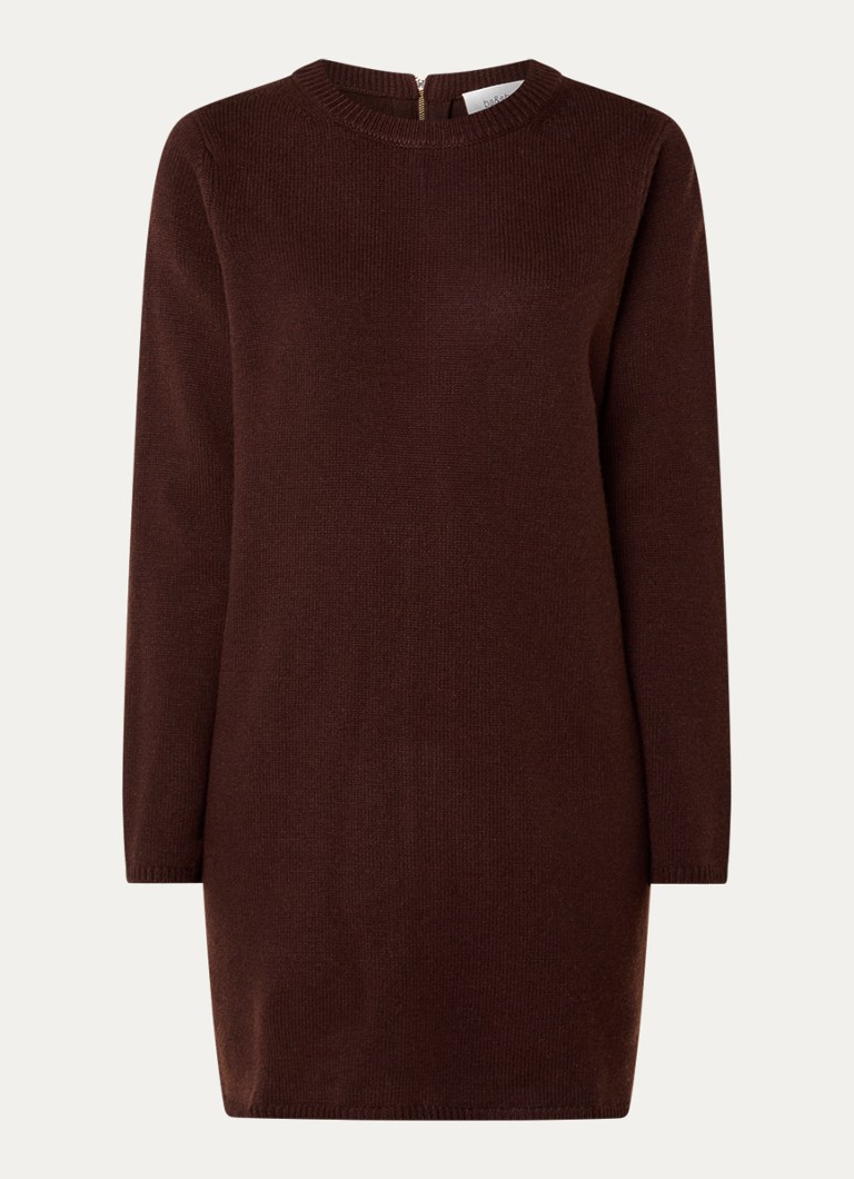 Ba&sh Dames Atess fijngebreide mini trui-jurk in wolblend in de kleur Donkerbruin