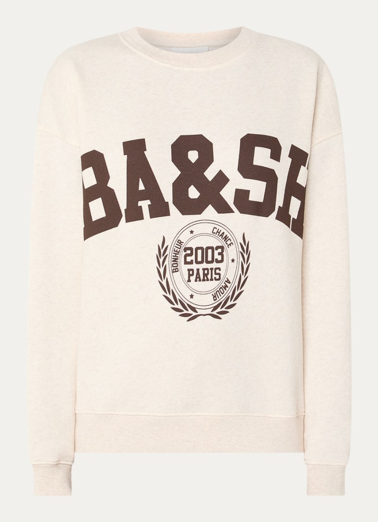 Ba&sh Dames Fenja sweater met logoprint en gemêleerd dessin in de kleur Creme