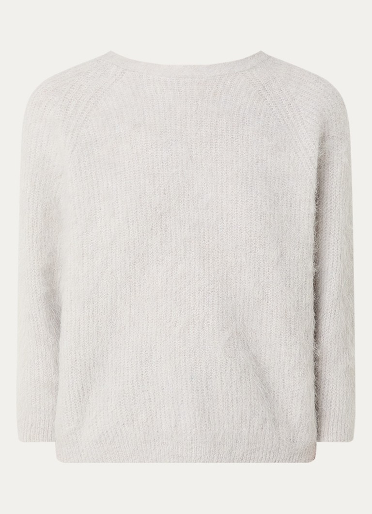 Ba&sh Dames Fill grofgebreide trui in alpaca wolblend met rugdecolleté in de kleur Lichtgrijs