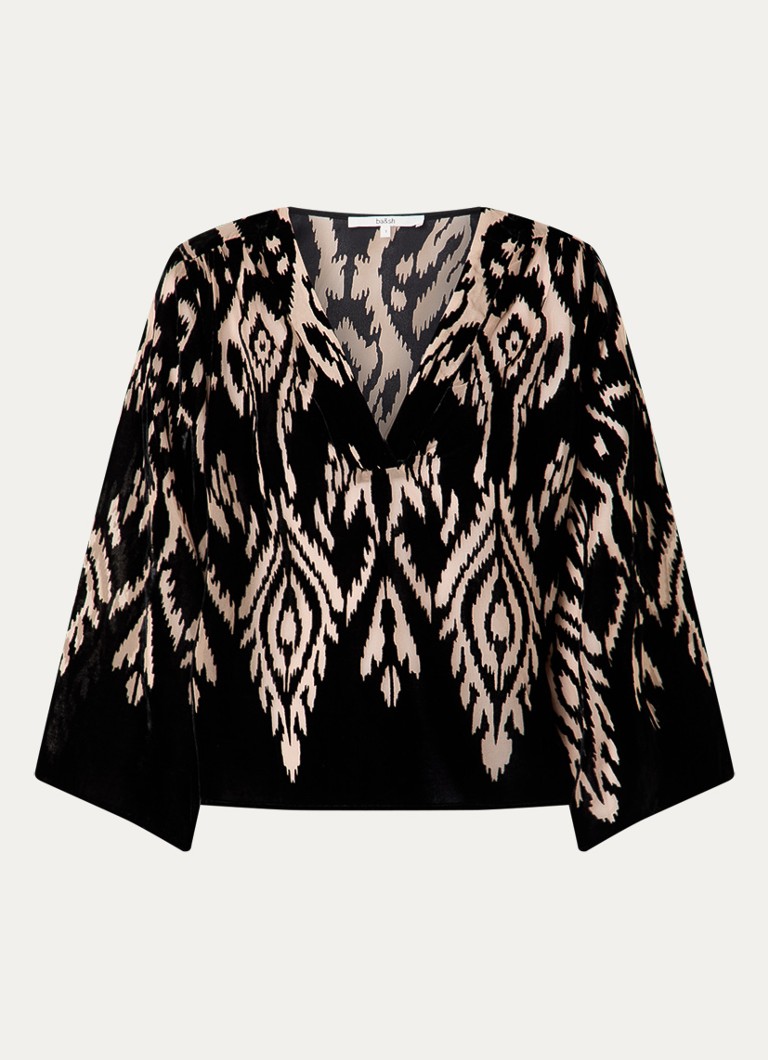 Ba&sh Dames Arriet tuniek van fluweel met details van mesh en schoudervulling in de kleur Zwart