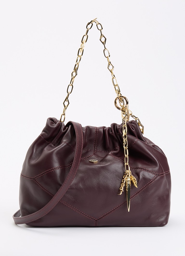Ba&sh Dames June crossbodytas van leer in de kleur Aubergine