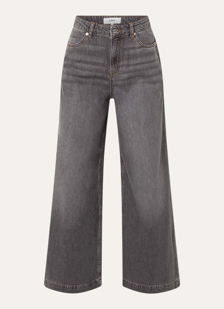 Ba&sh Dames Yusc high waist wide leg jeans met gekleurde wassing in de kleur Lichtgrijs