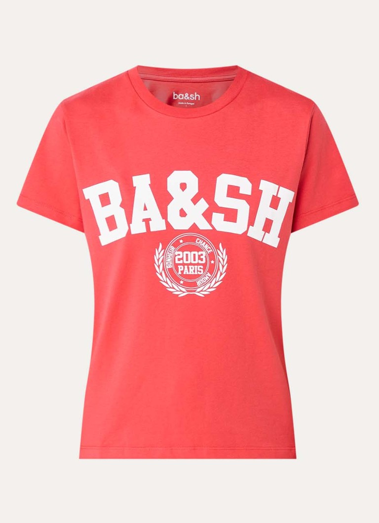 Ba&sh Dames Ioni T-shirt met logoprint in de kleur Rood