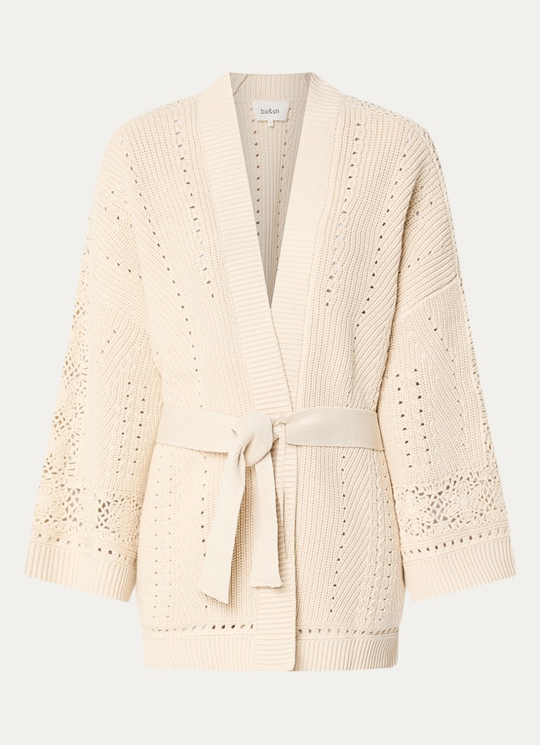 Ba&sh Dames Perine grofgebreid vest met opengewerkt detail in de kleur Gebroken wit