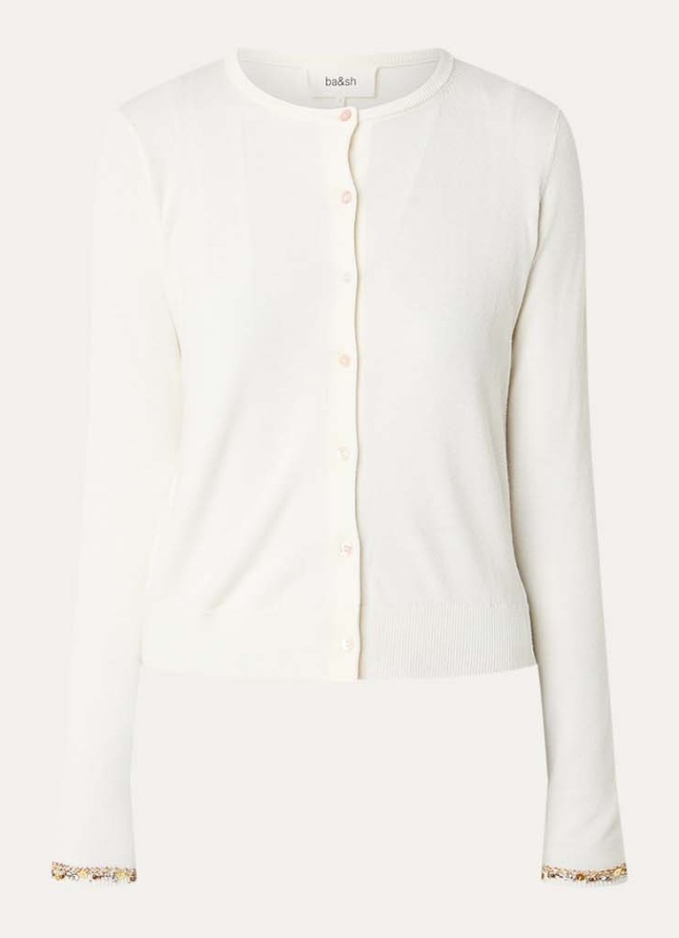 Ba&sh Dames Bijot vest van wol met strass in de kleur Gebroken wit