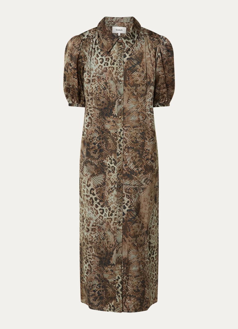 Ba&sh Dames Corma midi blousejurk met print in de kleur Bruin