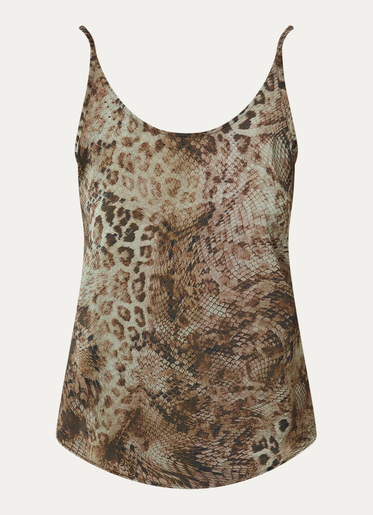 Ba&sh Dames Cigue tanktop van satijn met print in de kleur Bruin