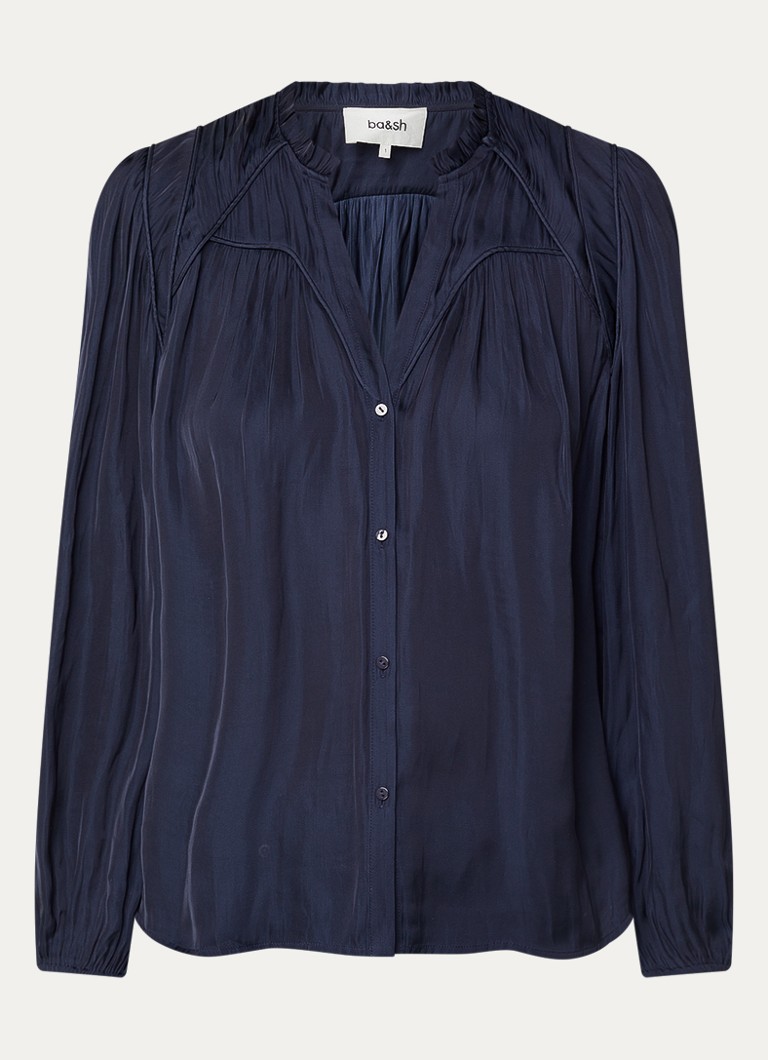 Ba&sh Dames Cesira blouse met plooidetail in de kleur Donkerblauw