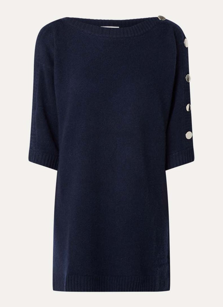 Ba&sh Dames Coleen fijngebreide mini jurk van kasjmier in de kleur Donkerblauw