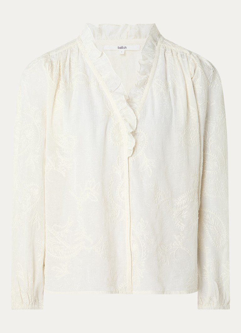 Ba&sh Dames Petty semi-transparante blouse met borduring in de kleur Gebroken wit