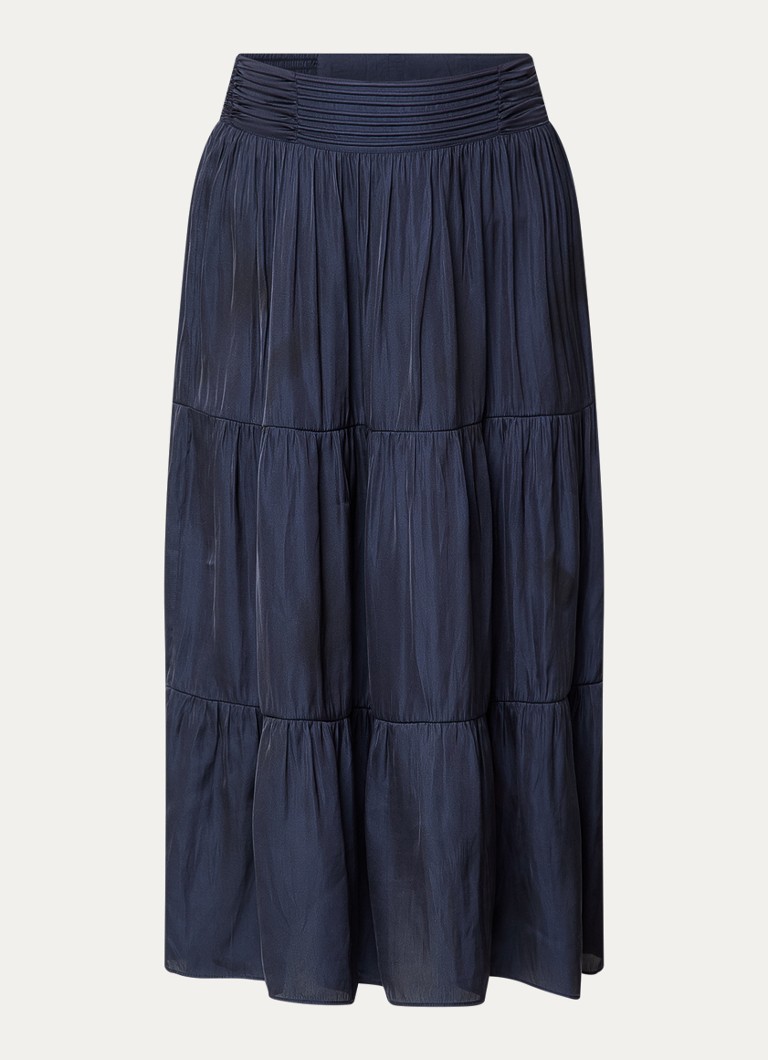 Ba&sh Dames Camyla midi rok van satijn in de kleur Donkerblauw